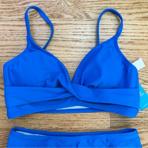 Cupshe Wrap Bralette & Spliced High Waist Bikini Set Blue Size Small NWT - Picture 5 of 14